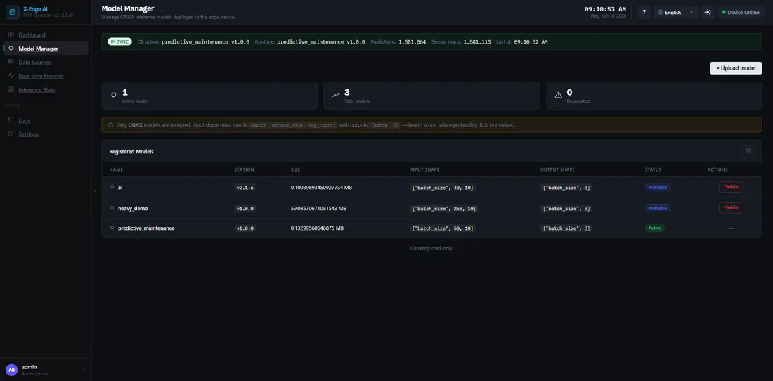 X-Edge AI — Model Manager screen