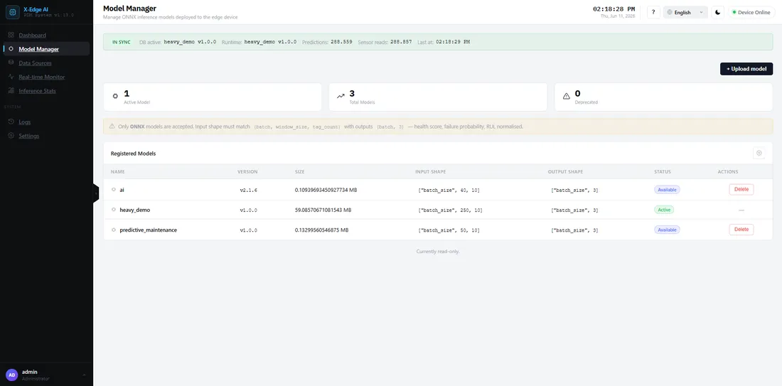 X-Edge AI — Model Manager screen